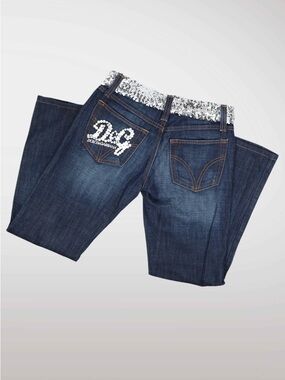 D&G Sequin Low Rise Straight Leg Jeans
